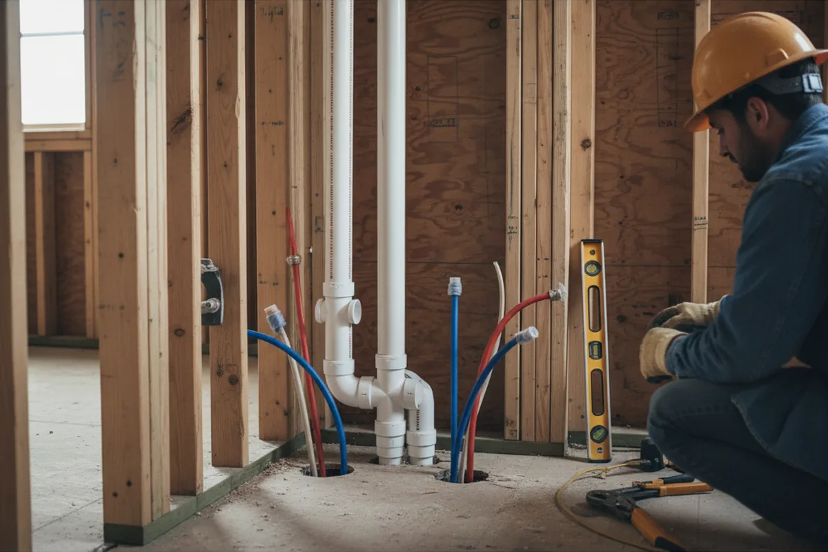 Drain and supply rough-in during Toilet Repair and Installation in Worcester